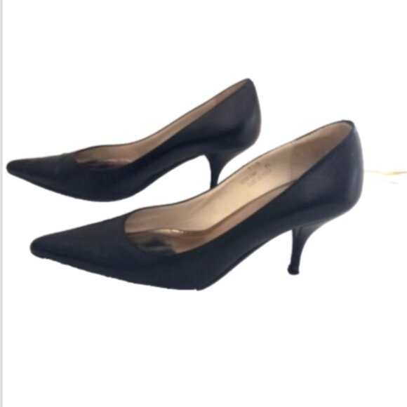 Coach Black Leather Stiletto Pumps Sz 7.5 Pointed Toe High Heels Made in Italy - Picture 8 of 11